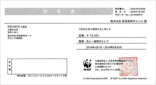 WWFジャパン領収書